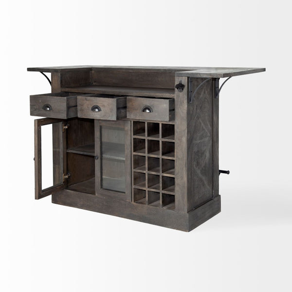 Mercana Cheers Solid Wood Bar Counter with Wine Storage - Stylish Kitchen Island for Entertaining & Organizing 67553-AB