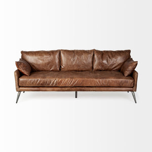 Mercana Cochrane Timeless Three-Seater Sofa – Luxurious Top-Grain Leather, Industrial Design, Fully Assembled Brown Leather 67936