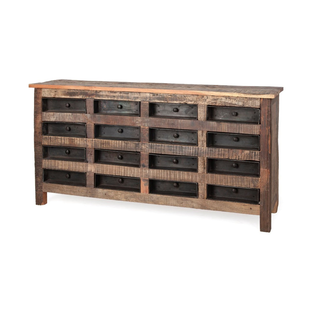 Mercana Wilton Rustic 16 Drawer Sideboard – Handcrafted Storage Solution for Farmhouse Charm and Style 67738