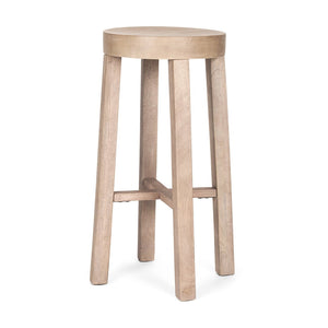 Mercana Brahma 26" Counter Stool - Timeless Farmhouse Charm with Sturdy Mango Wood and Minimalist Design White Washed Wood | 30H 68211