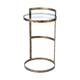 Reimer 15L x 15W Gold Round Glass Top W/Metal Frame Accent Table