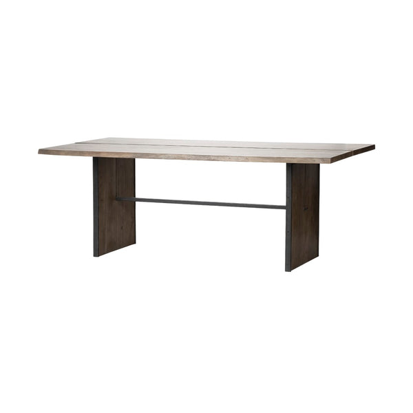 Mercana Ledger III Rustic Solid Wood Dining Table with Live-Edge Top and Durable Trestle Base for 6 People 68244