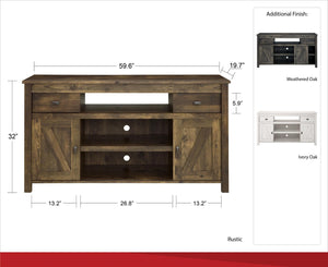 English Elm Farmington Rustic Barn Wood Tv Stand with Sliding Doors and Drawer Storage B2733S00022