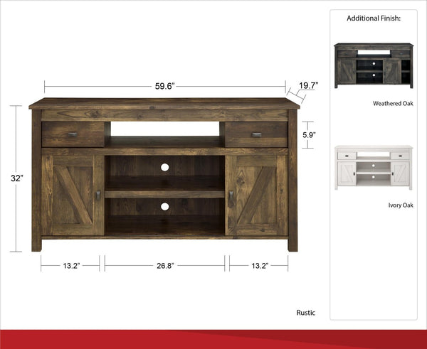 English Elm Farmington Rustic Barn Wood Tv Stand with Sliding Doors and Drawer Storage B2733S00022