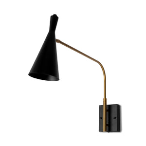 Mercana Tremont I 23"L x 5.25"W x 17.5"H Black/Gold Metal Conical Shade Wall Sconce 68287