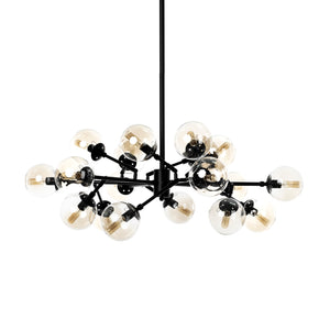 Mercana Rudyard Glass Globe and Black Metal Chandelier  68292