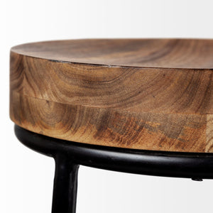 Mercana Flynn Industrial Counter-Height Stool with Durable Hardwood Seat and Sturdy Metal Frame Design 50467