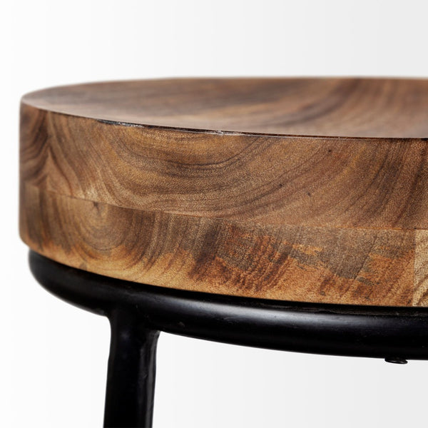 Mercana Flynn Industrial Counter-Height Stool with Durable Hardwood Seat and Sturdy Metal Frame Design 50467