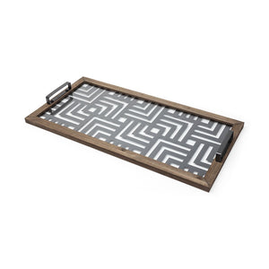Mercana Fantuz Gray Metal & Wood Serving Tray – Elegant Accent for Entertaining & Home Décor Display 68295