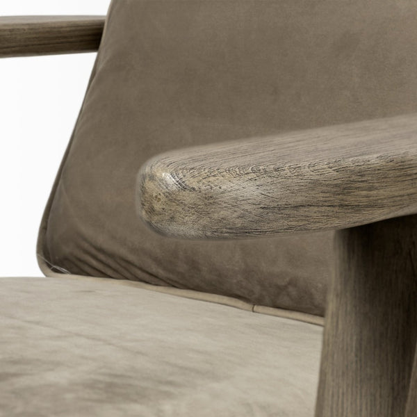 Mercana Olympus Accent Chair - Luxurious Olive Velvet Upholstered Mid-Century Modern Design for Comfort Brown Velvet | Brown Wood 68184