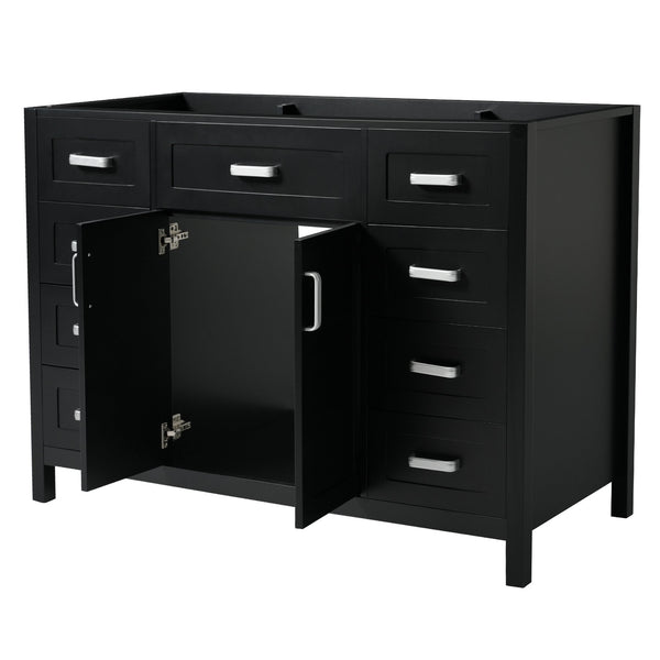 English Elm Christopher Knight Home® - 47" Bathroom Vanity Cabinet Base with 2 Soft-Close Doors & 8 Drawers, Pine Legs, Modern Classic Appeal Black N759P337621B