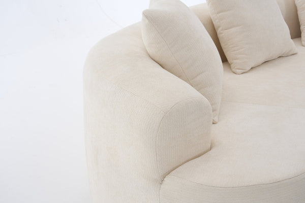 English Elm Crescent-shaped Chenille Loveseat Low Profile Curved Sofa for Modern Living Rooms White W5188P450354