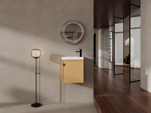 English Elm 18.5" Stylish Wall-Mounted Bathroom Vanity With Durable Resin Sink, Soft-Close Door, Space-Saving Design W1972P362138