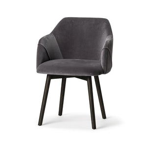 Mercana Ronald II Dining Chair - Elegant Bucket-Style Design with Plush Upholstery for Ultimate Comfort Gray Velvet | Black Wood (Armchair) 68320