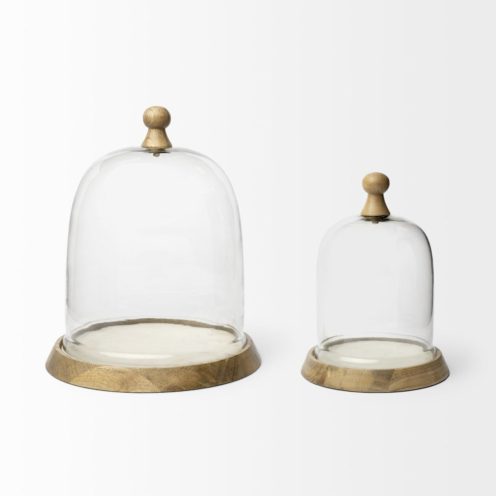 Mercana Campana Glass Cloche with Wooden and Marble Base - Elegant Display for Home Décor and Accents 68154