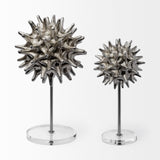 Mercana Morning Star I (Small) 7L x 7W Silver Spiky Metal Orb On A Pedestal 68070