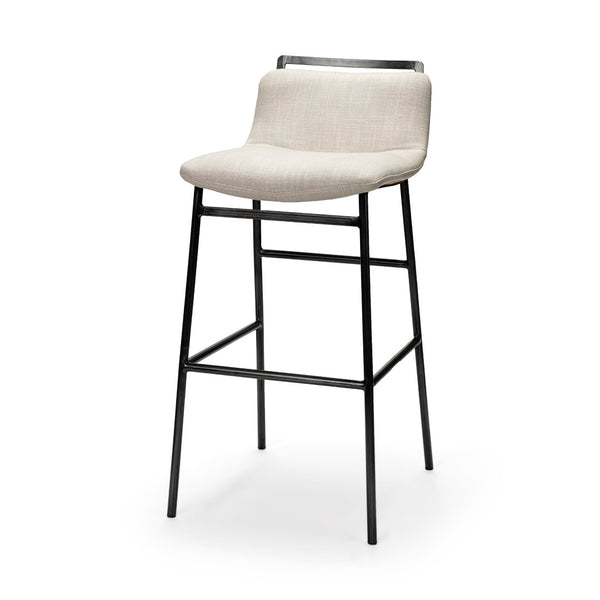 Mercana Kavalan Modern Industrial Counter Stool with Contoured Seat, Durable Frame, Fully Assembled Style Beige Fabric | Gray Metal | Bar 68088