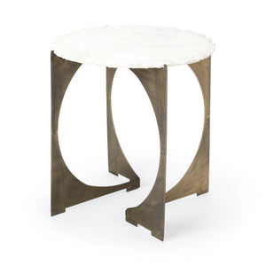 Mercana Reinhold II 21L x 21W x 21H Round Live-Edge Marble Top and Gold Metal Base Side/End Table  68233-AB