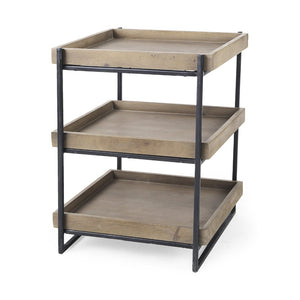 Mercana Trey Three-Tiered End Table with Mango Wood Shelves and Sturdy Frame for Modern Living Spaces 68219