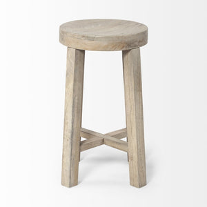 Mercana Brahma 26" Counter Stool - Timeless Farmhouse Charm with Sturdy Mango Wood and Minimalist Design White Washed Wood 68210