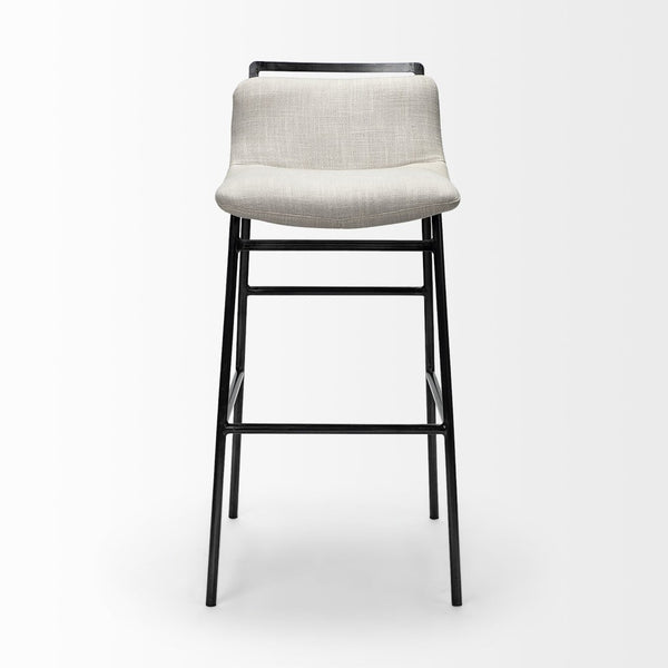Mercana Kavalan Modern Industrial Counter Stool with Contoured Seat, Durable Frame, Fully Assembled Style Beige Fabric | Gray Metal | Bar 68088