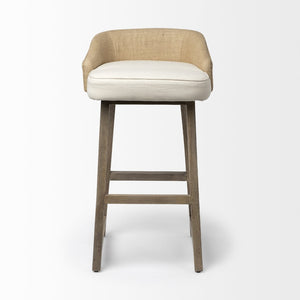 Mercana Monmouth Coastal Farmhouse Bar Stool with Comfortable Jute-Back and Natural Mango Wood Frame Cream Fabric | Brown Wood | Bar 68142
