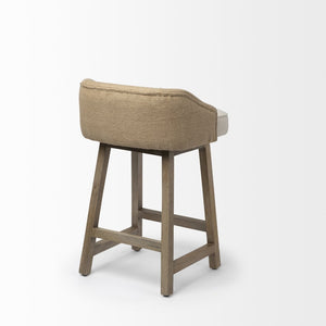 Mercana Monmouth Coastal Farmhouse Bar Stool with Comfortable Jute-Back and Natural Mango Wood Frame Cream Fabric | Brown Wood | Counter 68143