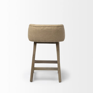 Mercana Monmouth Coastal Farmhouse Bar Stool with Comfortable Jute-Back and Natural Mango Wood Frame Cream Fabric | Brown Wood | Counter 68143