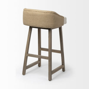 Mercana Monmouth Coastal Farmhouse Bar Stool with Comfortable Jute-Back and Natural Mango Wood Frame Cream Fabric | Brown Wood | Bar 68142