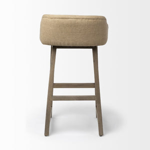 Mercana Monmouth Coastal Farmhouse Bar Stool with Comfortable Jute-Back and Natural Mango Wood Frame Cream Fabric | Brown Wood | Bar 68142