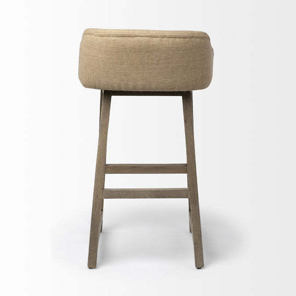 Mercana Monmouth Coastal Farmhouse Bar Stool with Comfortable Jute-Back and Natural Mango Wood Frame Cream Fabric | Brown Wood | Bar 68142