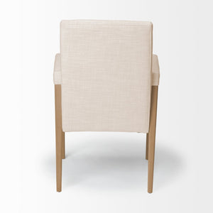 Mercana Palisades Elegant Dining Chair with Solid Beech Wood Frame for Modern and Transitional Spaces Cream Fabric | Light Brown Wood | Armed 68194
