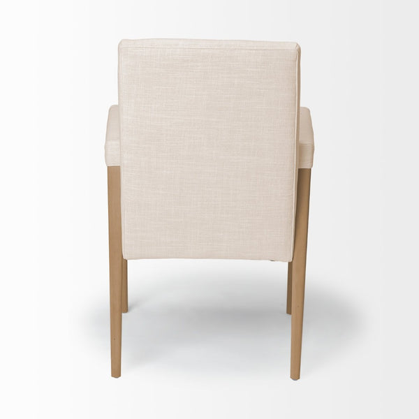 Mercana Palisades Elegant Dining Chair with Solid Beech Wood Frame for Modern and Transitional Spaces Cream Fabric | Light Brown Wood | Armed 68194