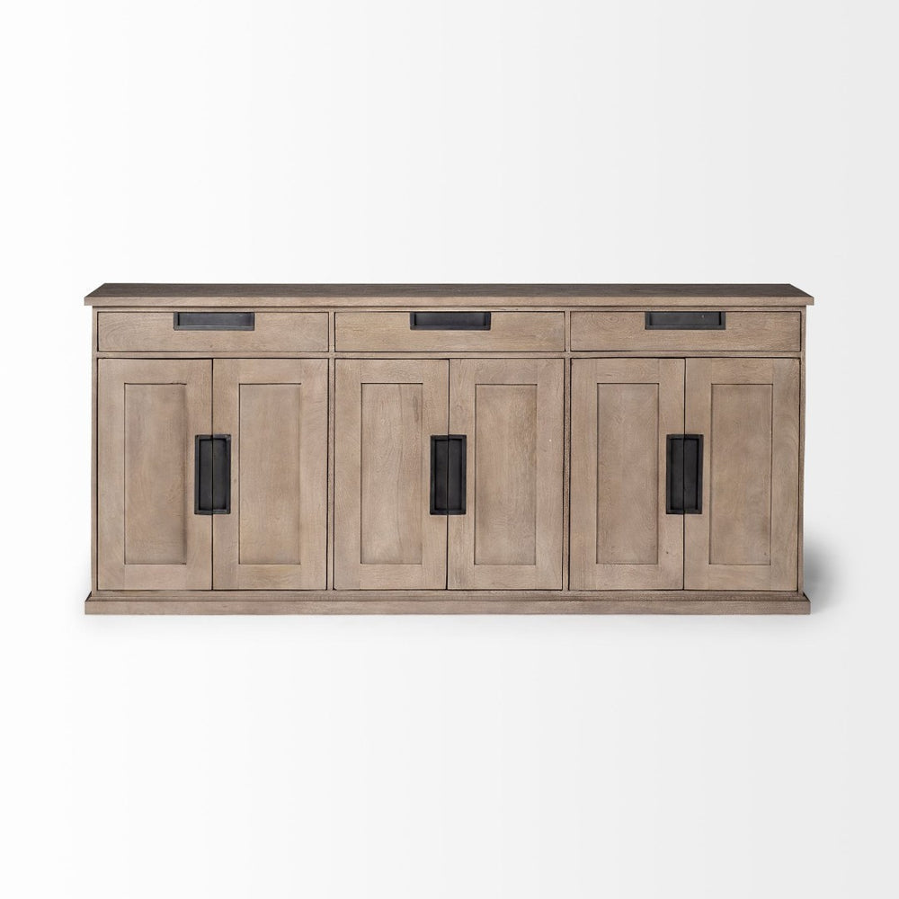 Mercana Braxton III 81.5" Solid Wood Sideboard - Rustic Modern Storage Solution for Dining & Entryway Decor 68204