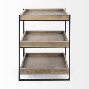 Mercana Trey Three-Tiered End Table with Mango Wood Shelves and Sturdy Frame for Modern Living Spaces 68219