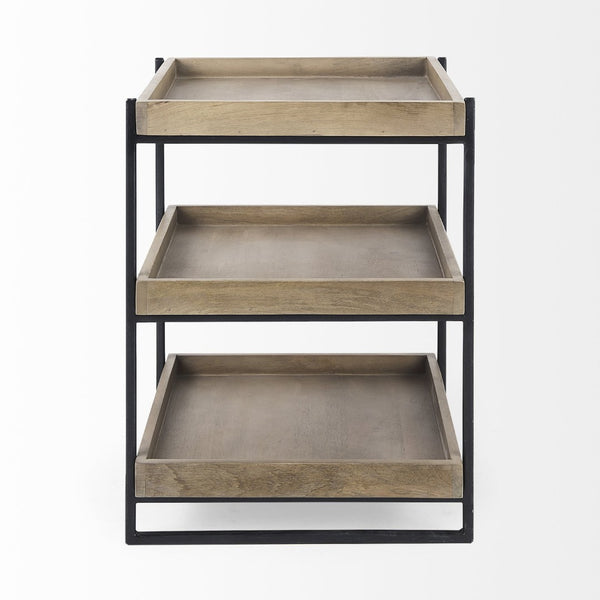 Mercana Trey Three-Tiered End Table with Mango Wood Shelves and Sturdy Frame for Modern Living Spaces 68219