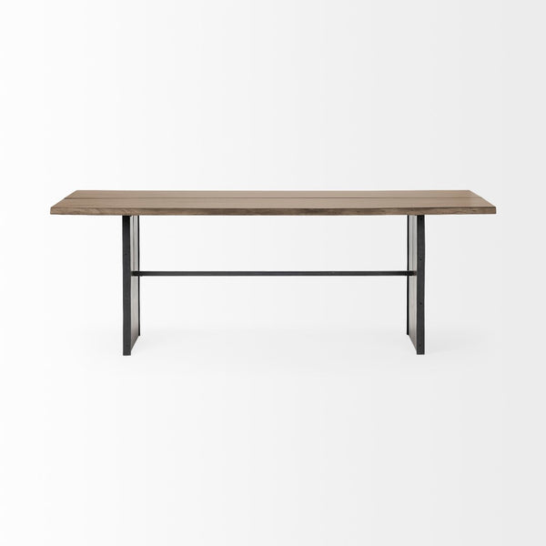 Mercana Ledger III Rustic Solid Wood Dining Table with Live-Edge Top and Durable Trestle Base for 6 People 68244