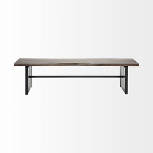 Mercana Ledger Live-Edge Wooden Dining Bench - Solid Mango Wood with Industrial Design for Modern Spaces 68242
