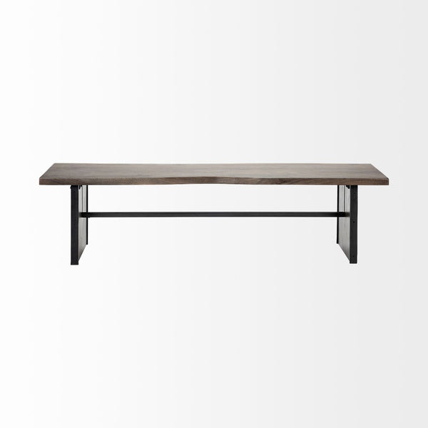 Mercana Ledger Live-Edge Wooden Dining Bench - Solid Mango Wood with Industrial Design for Modern Spaces 68242