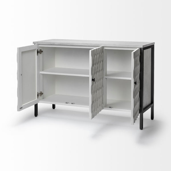 Mercana Savannah Accent Cabinet - Modern Rustic Storage Solution with Embossed Doors for Any Space 68268