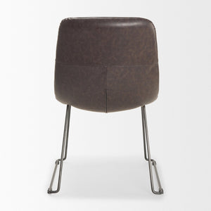 Mercana Sawyer Dining Chair Pair - Industrial-Style Slate Faux Leather with Matte Black Iron Frame Design Black Faux Leather | Black Metal  (Side Chair) 68312