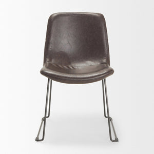 Mercana Sawyer Dining Chair Pair - Industrial-Style Slate Faux Leather with Matte Black Iron Frame Design Black Faux Leather | Black Metal  (Side Chair) 68312