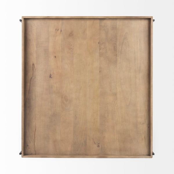 Mercana Trey Modern Industrial Two-Tier Coffee Table with Solid Mango Wood and Sturdy Iron Frame Design 68218