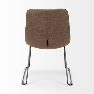 Mercana Sawyer Dining Chair Pair - Industrial-Style Slate Faux Leather with Matte Black Iron Frame Design Brown Faux Leather | Black Metal (Side Chair) 68314