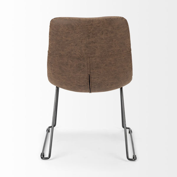 Mercana Sawyer Dining Chair Pair - Industrial-Style Slate Faux Leather with Matte Black Iron Frame Design Brown Faux Leather | Black Metal (Side Chair) 68314