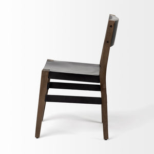 Mercana Nell Industrial-Modern Dining Chair with Solid Mango Wood Base and Matte Iron Seat for Comfort 67847