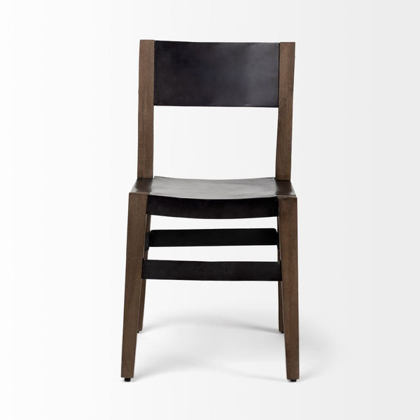 Mercana Nell Industrial-Modern Dining Chair with Solid Mango Wood Base and Matte Iron Seat for Comfort 67847