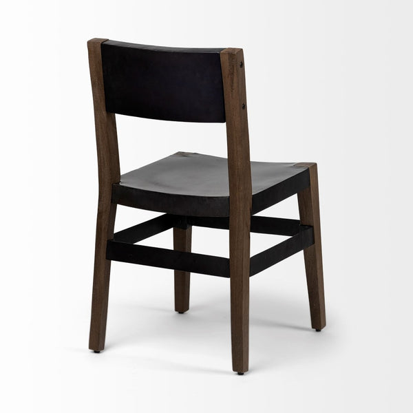Mercana Nell Industrial-Modern Dining Chair with Solid Mango Wood Base and Matte Iron Seat for Comfort 67847