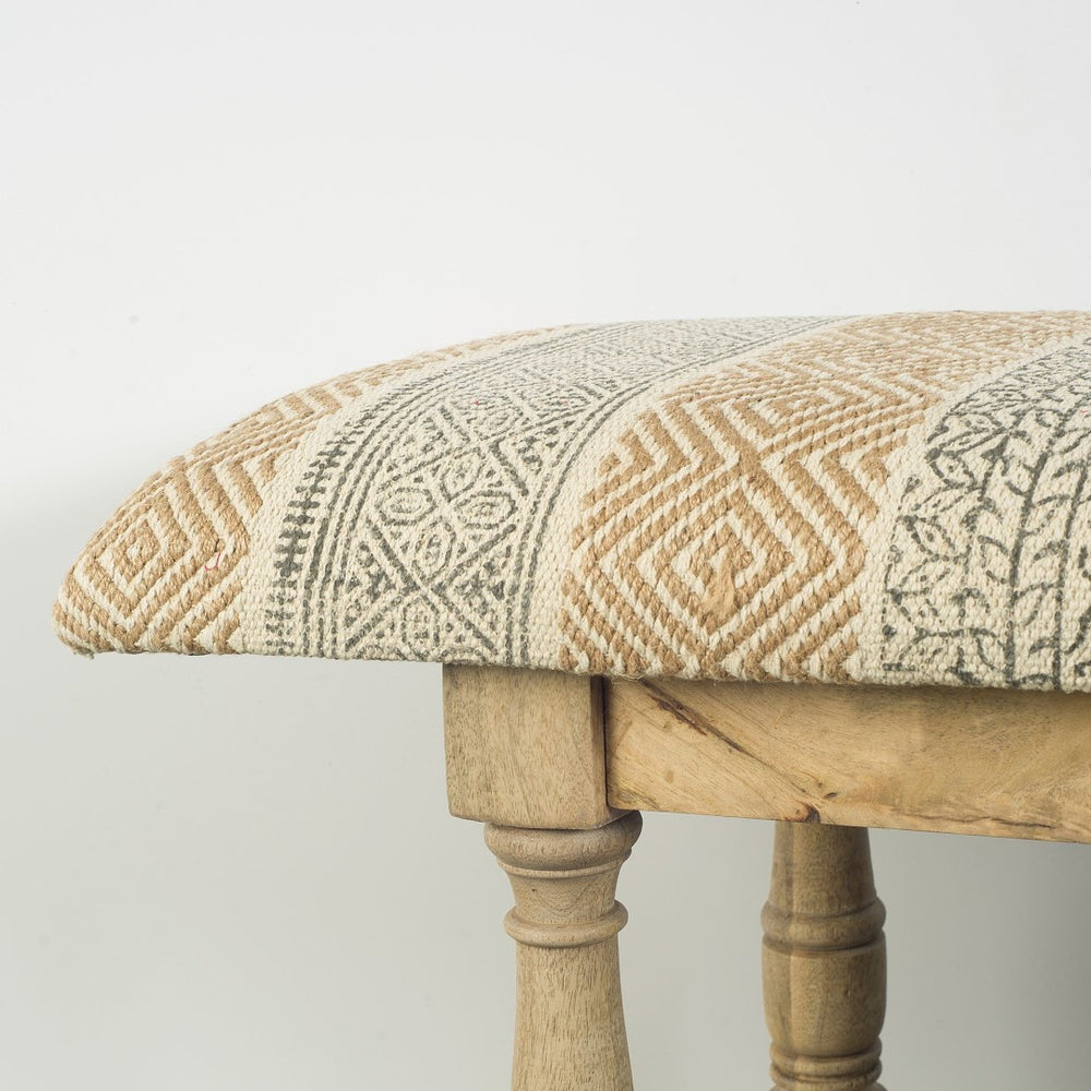 Mercana Greenfield 59" Upholstered Wood Frame Accent Bench with Jute Cushion for Stylish Home Decor 67487