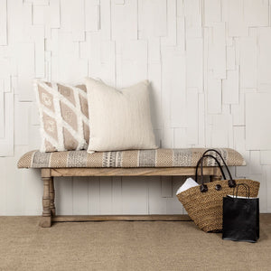 Mercana Greenfield 59" Upholstered Wood Frame Accent Bench with Jute Cushion for Stylish Home Decor 67487